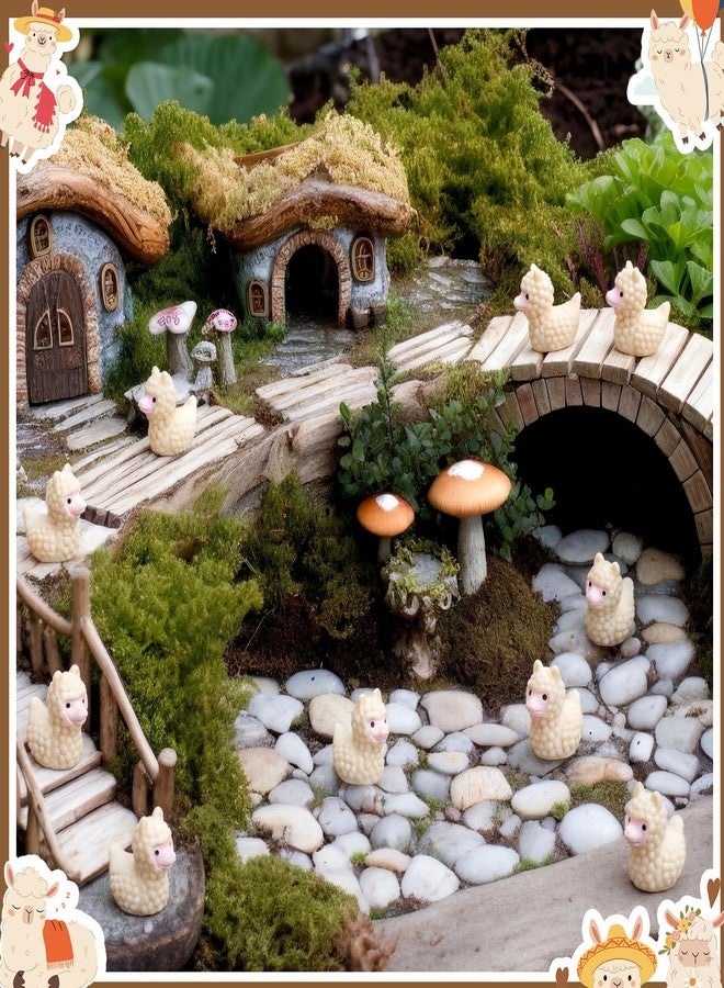 Geelin 50 Pcs Mini Resin Alpaca Figurines Bulk Mini Resin Figurines Decorations for Micro Landscape Office Garden Desk Party Tabletop Decor - Image 5