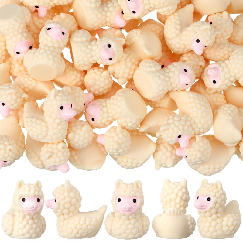 Geelin 50 Pcs Mini Resin Alpaca Figurines Bulk Mini Resin Figurines Decorations for Micro Landscape Office Garden Desk Party Tabletop Decor - Image 1