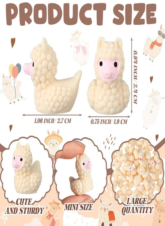 Geelin 50 Pcs Mini Resin Alpaca Figurines Bulk Mini Resin Figurines Decorations for Micro Landscape Office Garden Desk Party Tabletop Decor - Image 2