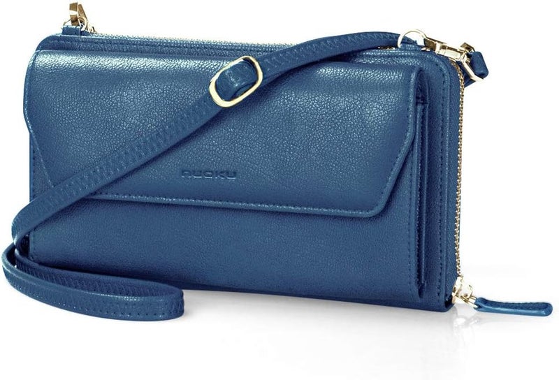Nuoku Womens RFID Wallet Purse Wristlet Crossbody Clutch with Zip Around 2 Strap - Image 1