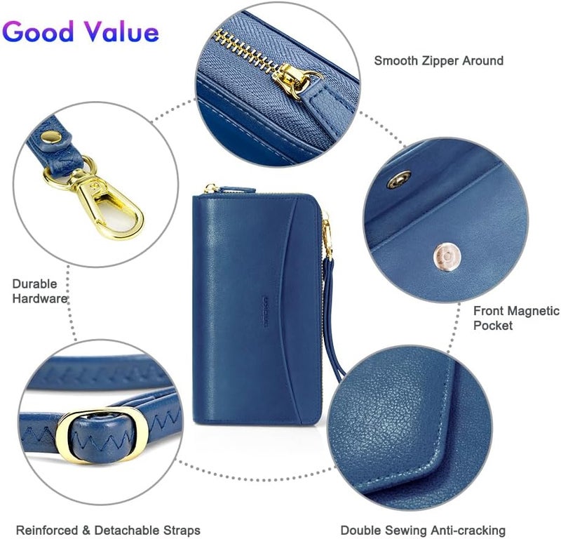 Nuoku Womens RFID Wallet Purse Wristlet Crossbody Clutch with Zip Around 2 Strap - Image 5