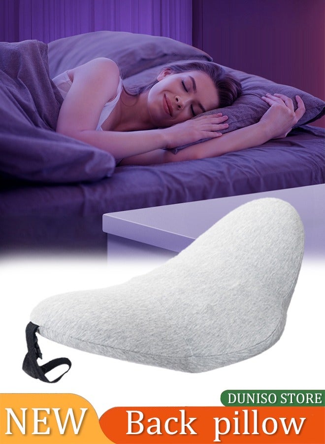 DUNISO Lumbar support pillow, slow rebound memory cotton sleep waist pillow, car cushion, massage pillow，with eight massage points, with elastic band, suitable for office, home, car, airplane, 49 * 27 * 13.5cm grey - Image 1