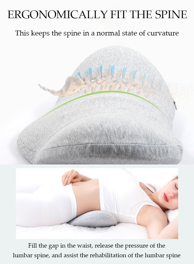 DUNISO Lumbar support pillow, slow rebound memory cotton sleep waist pillow, car cushion, massage pillow，with eight massage points, with elastic band, suitable for office, home, car, airplane, 49 * 27 * 13.5cm grey - Image 5