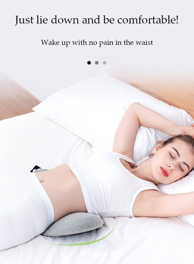 DUNISO Lumbar support pillow, slow rebound memory cotton sleep waist pillow, car cushion, massage pillow，with eight massage points, with elastic band, suitable for office, home, car, airplane, 49 * 27 * 13.5cm grey - Image 3