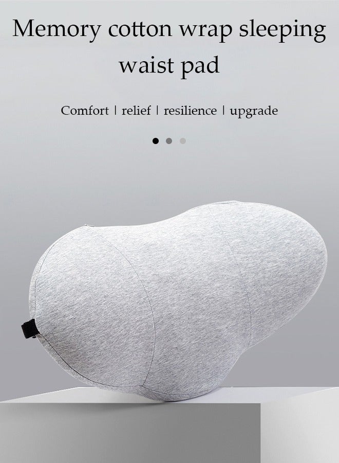 DUNISO Lumbar support pillow, slow rebound memory cotton sleep waist pillow, car cushion, massage pillow，with eight massage points, with elastic band, suitable for office, home, car, airplane, 49 * 27 * 13.5cm grey - Image 2