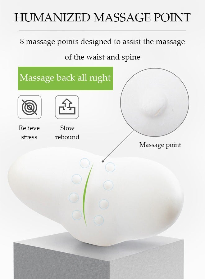 DUNISO Lumbar support pillow, slow rebound memory cotton sleep waist pillow, car cushion, massage pillow，with eight massage points, with elastic band, suitable for office, home, car, airplane, 49 * 27 * 13.5cm grey - Image 4