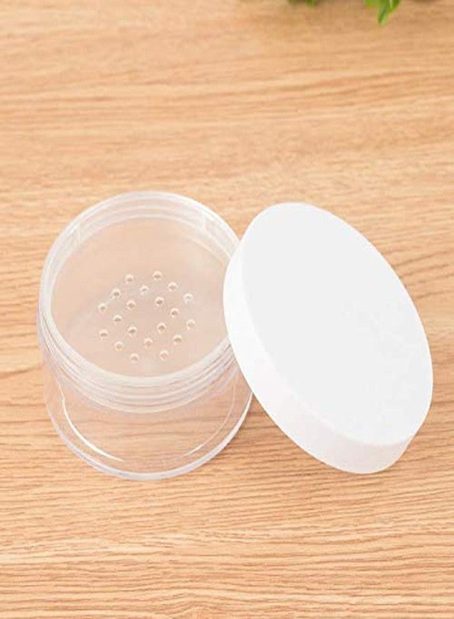 DNHCLL 2PCS 50ML Plastic Empty Clear Make-up Loose Powder Container Case, Soft Sponge Powder Puff Case White Lid and Sifter Foundation Box - Image 1