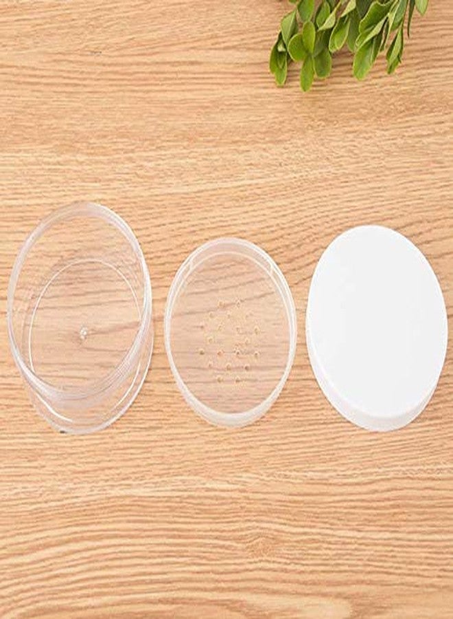 DNHCLL 2PCS 50ML Plastic Empty Clear Make-up Loose Powder Container Case, Soft Sponge Powder Puff Case White Lid and Sifter Foundation Box - Image 3