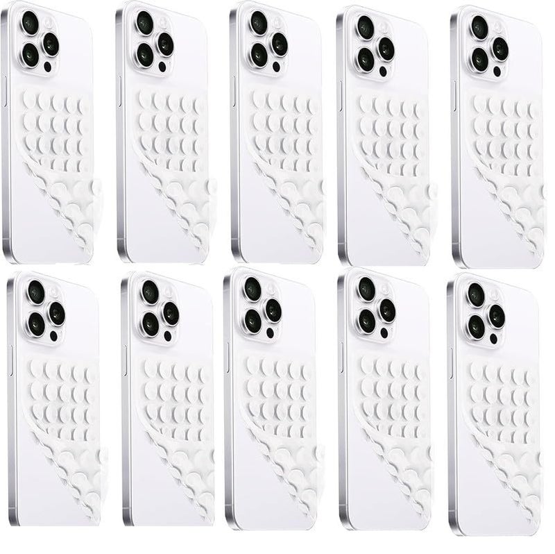 ClickCase Pack of 10 Silicone Double-Sided Suction Cup Phone Case Detachable Mount, for iPhone & Android Phone, Hands-Free Phone Holder for Selfies and Videos (Translucent,10 Pack) - Image 1