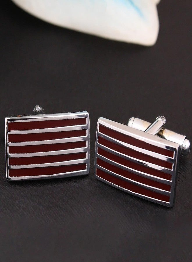 Kovove The Royal Stripes Brown Coloured Cufflinks - Image 2