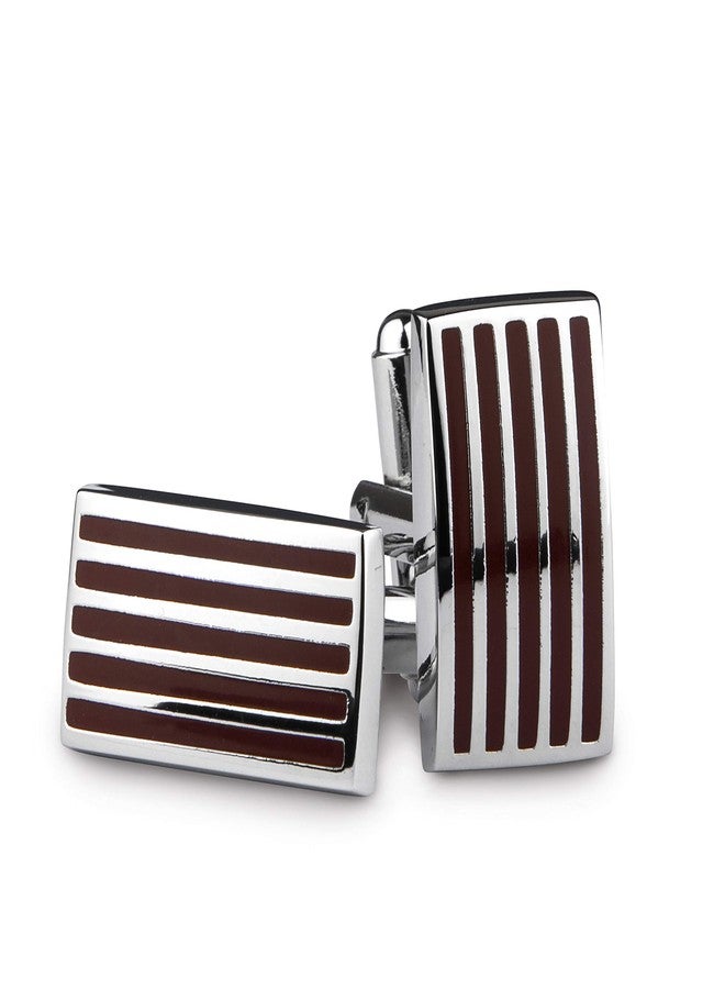 Kovove The Royal Stripes Brown Coloured Cufflinks - Image 1