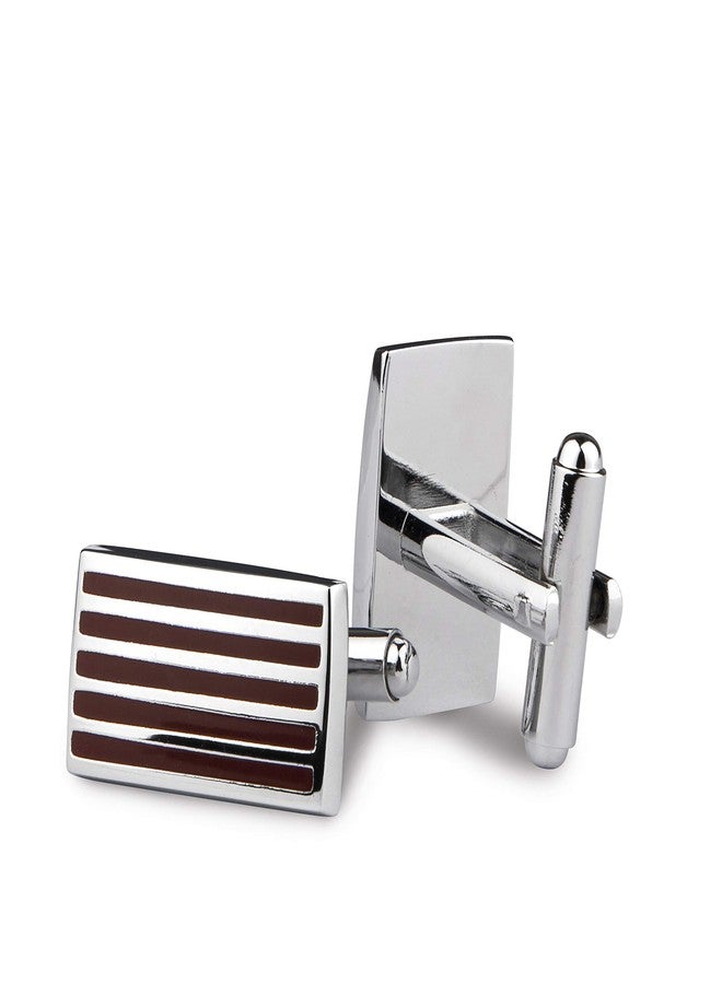 Kovove The Royal Stripes Brown Coloured Cufflinks - Image 3