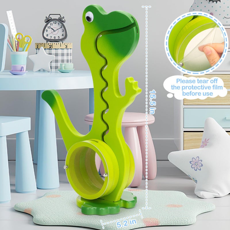 AORCMITN Wooden Dinosaur Piggy Bank for Boys Kids Girls Big Clear Animal Belly Coin Bank Toddler Real Money Toyï¼ˆDino-Greenï¼‰ - Image 2