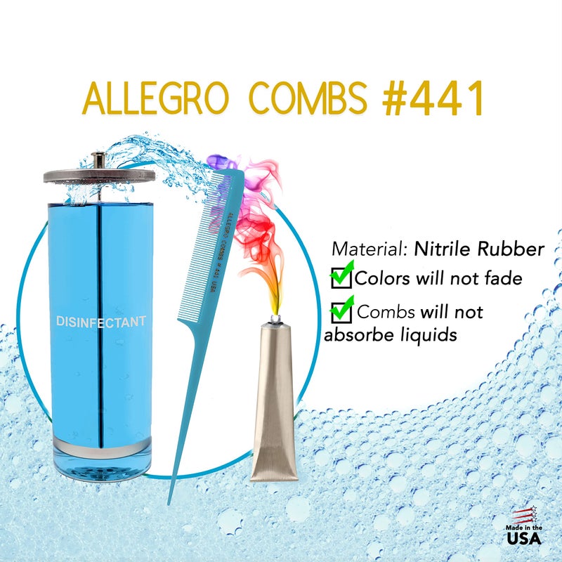 Allegro Combs 441. 8.5 In. Rat Tail Combs Pintail Braiding Or Parting Fine Teeth Rattail Hair Picks Combs Set For Hair Styling USA. 6 Pc. (TEAL) - Image 5