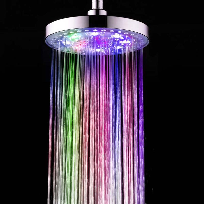 رأس دش إضاءة متغير الألوان 7 ألوان بأضواء LED 8 وحدات تلقائي، تصميم دائري، رذاذ استحمام محمول للحمام والمغسلة - Image 5