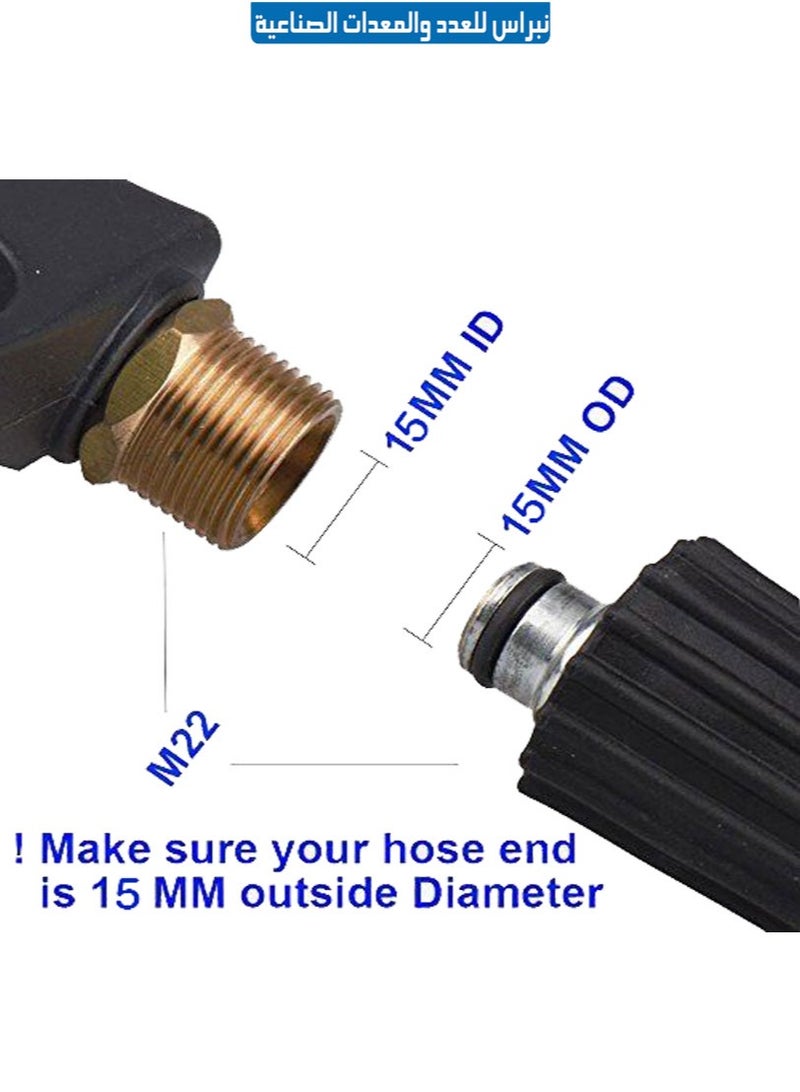 Sooprinse High Pressure Washer Gun,3000 PSI Max with 5 color quick connect Nozzles M22-14 hose connector 3.0 TIP - Image 3