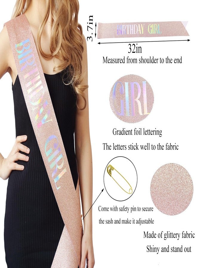 Docooniver Rose Gold Birthday Headband for Women,Birthday Girl Sash and Crown for Girls and Women,Birthday Gift for Her,Happy Birthday Cake Topper,Accessories for Birthday Decorations. - Image 5