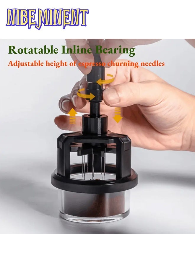 NIBEMINENT Magnetic Espresso Distribution Tool - 53mm Coffee Distributor Needle, 53mm Stirrer for Baristas, Adjustable & Easy-to-Use with 10 Needles, Perfect for Home & Coffee Shops Black - Image 3