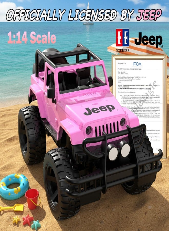 DOUBLE E Jeep Licensed 1:14 Scale Pink Remote Control Car for Girls with DIY Stickers, Open-top Design RC Jeep, 80 Min Play 2.4Ghz Off Road RC Trucks with LED Lights, Birthday/Xmas Gifts for Girls - Image 2