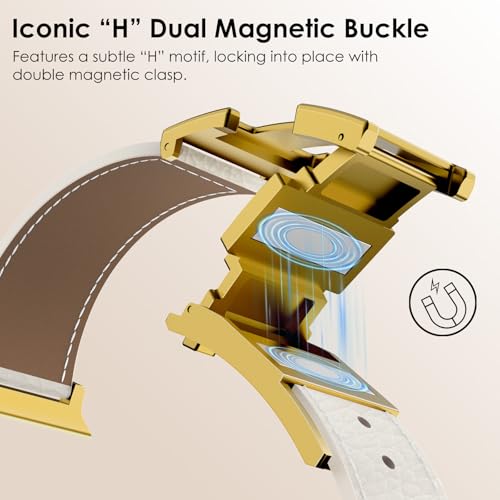 CHANCHY Leather Magnetic Watch Band Compatible with Apple Watch Bands 40mm 38mm 41mm 42mm 44mm 45mm 46mm, Top Grain Leather Dressy Band for Women Men iWatch Ultra SE3 Series 11/10/9/8/7/6/5/4/3/2/1 - Image 3