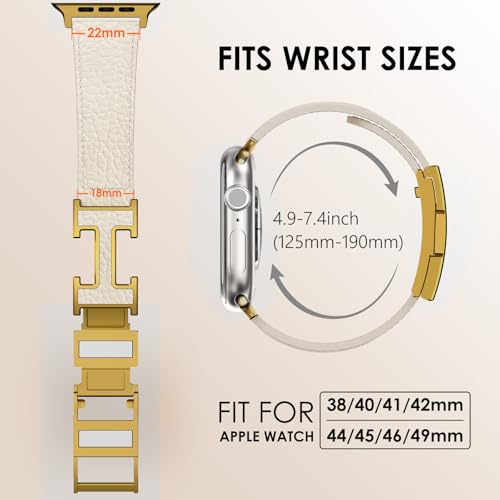 CHANCHY Leather Magnetic Watch Band Compatible with Apple Watch Bands 40mm 38mm 41mm 42mm 44mm 45mm 46mm, Top Grain Leather Dressy Band for Women Men iWatch Ultra SE3 Series 11/10/9/8/7/6/5/4/3/2/1 - Image 5