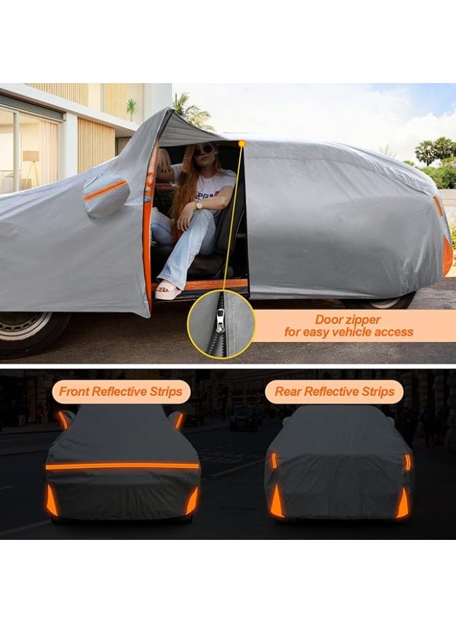 English: Custom-Fit Waterproof Car Cover for Mid-Size SUV, Full Exterior Protection with Cotton Lining, Door Zipper, UV, Rain, Dust and Wind Resistance - Image 3