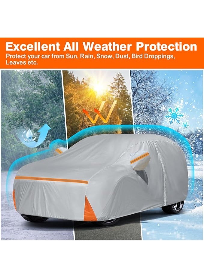 English: Custom-Fit Waterproof Car Cover for Mid-Size SUV, Full Exterior Protection with Cotton Lining, Door Zipper, UV, Rain, Dust and Wind Resistance - Image 4