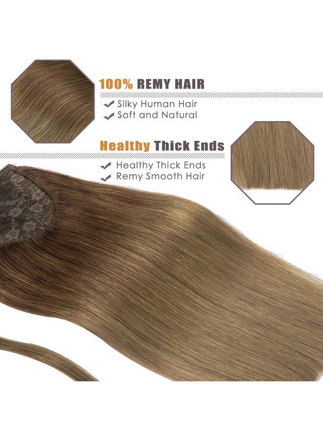 ليسر وصلات شعر ذيل حصان من شعر طبيعي من Lacer Balayage، لون بني فاتح مختلط إلى بني فاتح، وصلات ذيل حصان ملفوفة، قطع شعر طبيعي للنساء، 18 بوصة، 80 جرام/المجموعة - Image 3