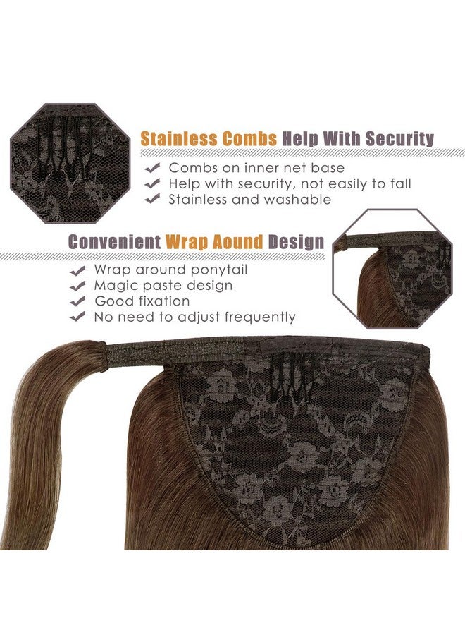 ليسر وصلات شعر ذيل حصان من شعر طبيعي من Lacer Balayage، لون بني فاتح مختلط إلى بني فاتح، وصلات ذيل حصان ملفوفة، قطع شعر طبيعي للنساء، 18 بوصة، 80 جرام/المجموعة - Image 4