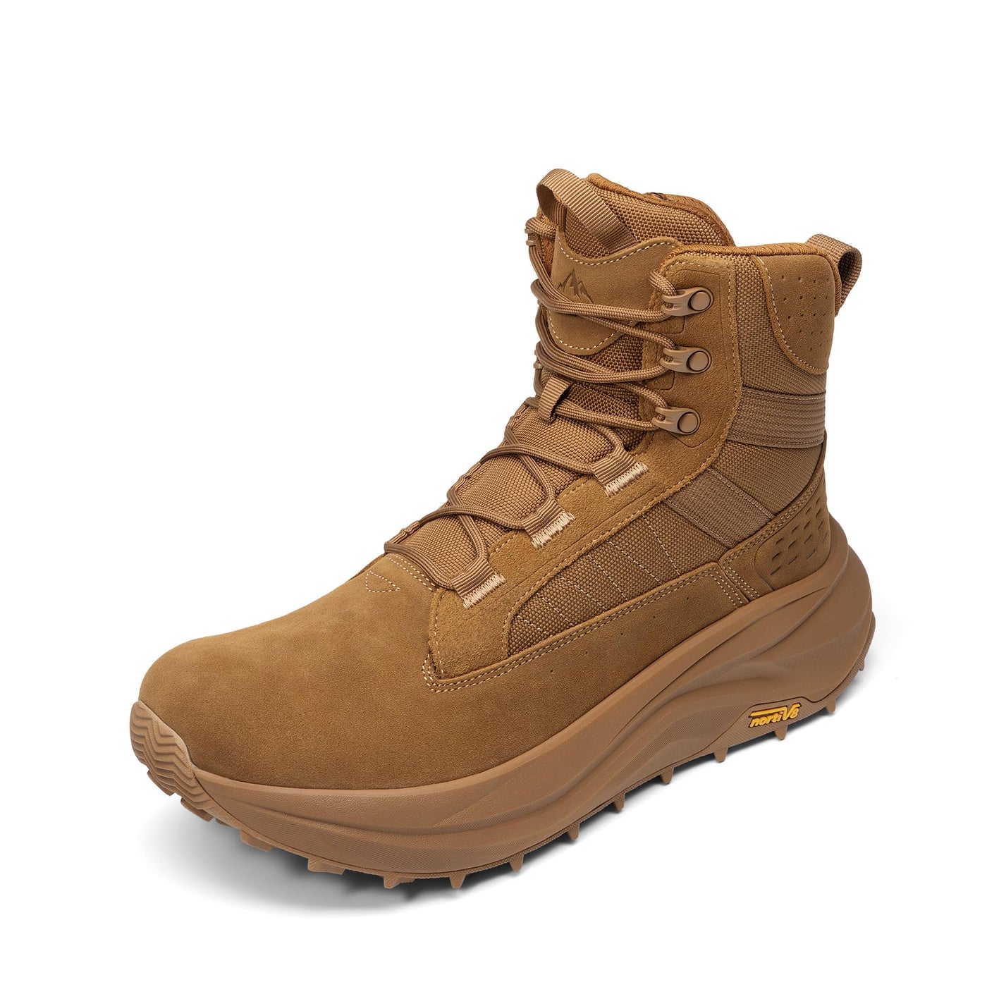 NORTIV 8 Men's Wide Toe Box Work Military Tactical Boots Barefoot Hiking Low Drop Leather Side Zipper Motorcycle Combat Boots Pikes,Size 10.5,Coyote,SNMT25001M