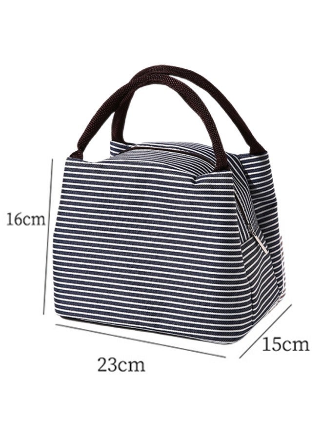 Insulated Lunch Bag Black/White Stripe, Lunch Tote Bag, Water Resistant Insulated Cooler Bag, Food Handbags Case, High Capacity  - Image 3