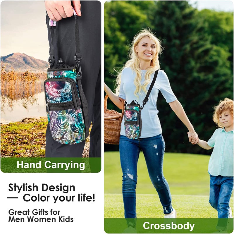 icolor Water Bottle Carrier Bag Holder 25/32/40/64oz,Adjustable Padded Shoulder & Handle Strap Sports Sling Hiking Pack,Insulated Neoprene Wide Mouth Bottle Sleeve - Image 5