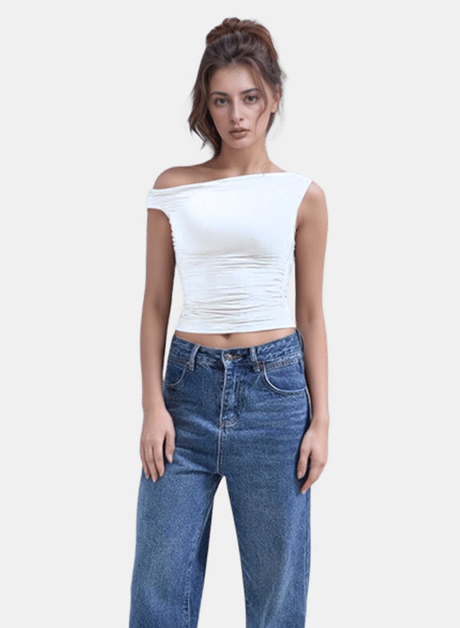LAVEX draped-shoulder-top-white-l