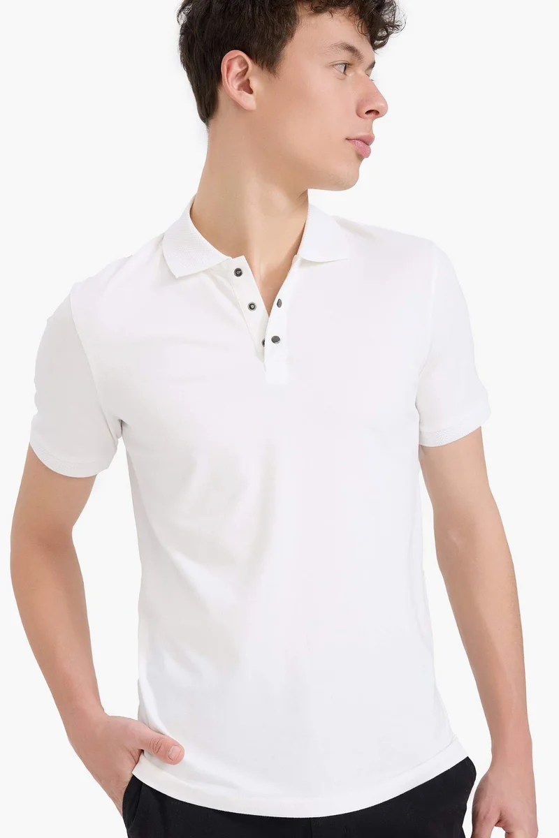 ديفاكتو Slim Fit Short Sleeve Basic Polo T-Shirt