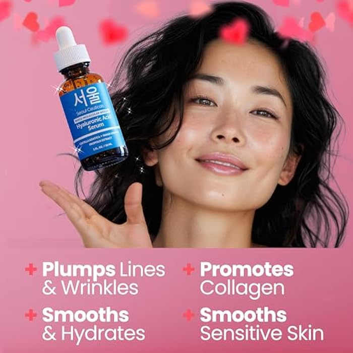 SeoulCeuticals Korean Hyaluronic Acid Serum For Face - High Molecular Weight & Low Molecular Weight Hyaluronic Acid - Centella Serum + Propolis. 1oz - Image 2