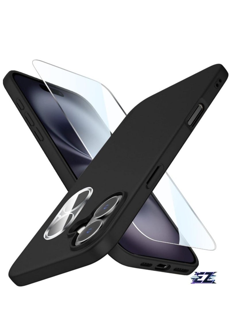 Raxoom "iPhone 16 Case â€“ Ultra-Thin Matte Cover with Upgraded Camera Lens & Screen Protectors, Slim Shockproof Anti-Scratch Soft Touch Case (Black)" - Image 1