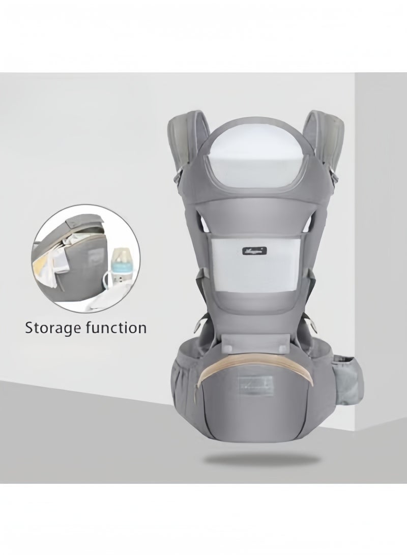 GGEROU Baby Wrap Carrier, Baby Hip Seat, All-In-One Baby Carrier, Lightweight and Breathable, Adjustable Baby Carrier,Grey - Image 3