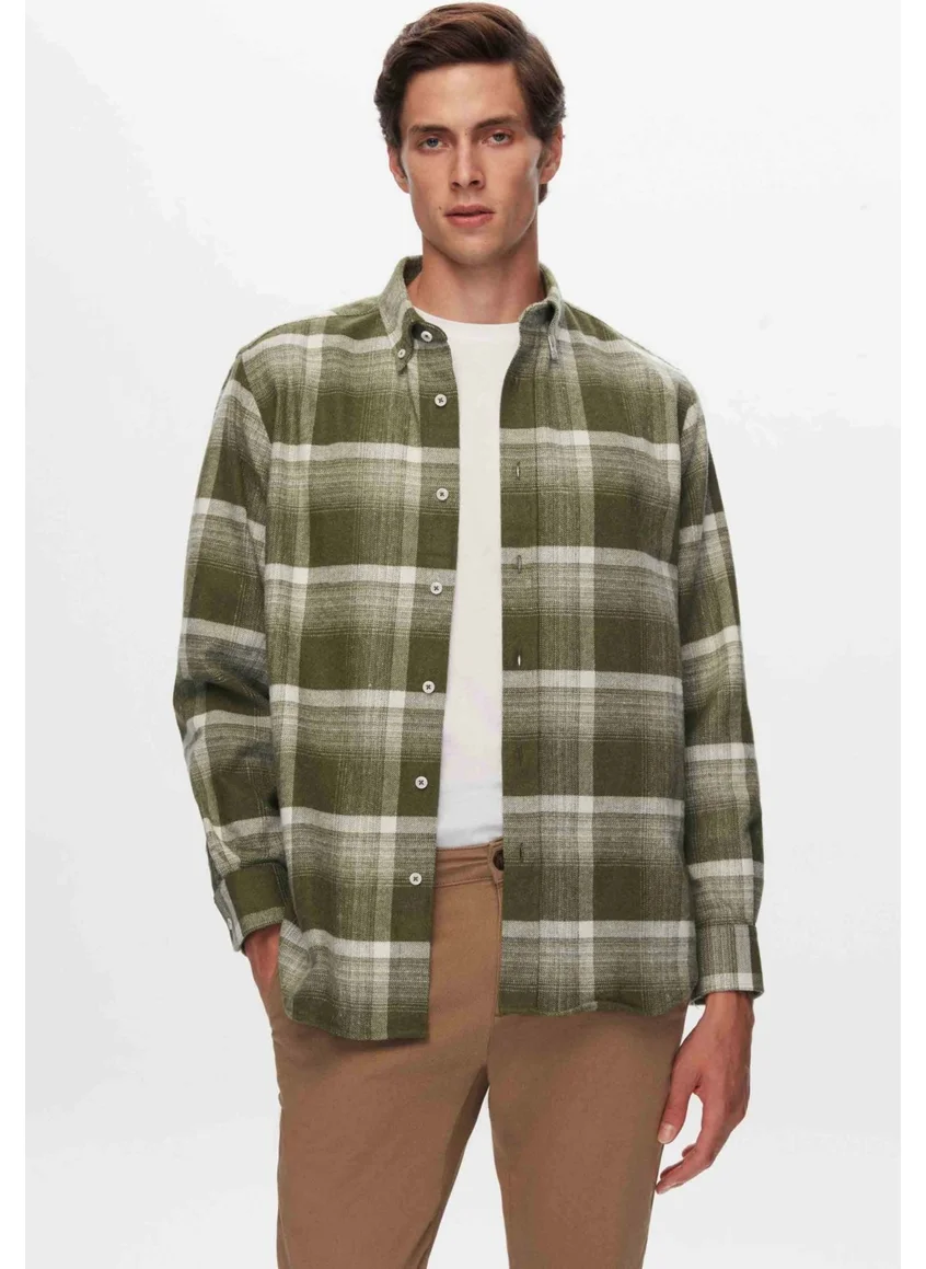 دي أس دامات Ds Groom Comfort Green Plaid Shirt