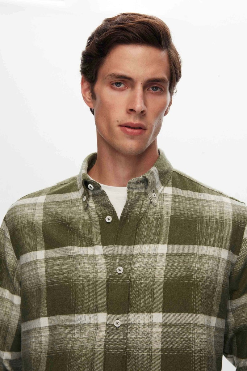 D'S DAMAT Ds Groom Comfort Green Plaid Shirt - Image 3