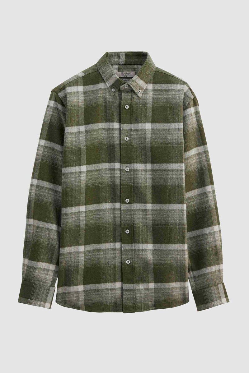 D'S DAMAT Ds Groom Comfort Green Plaid Shirt - Image 5