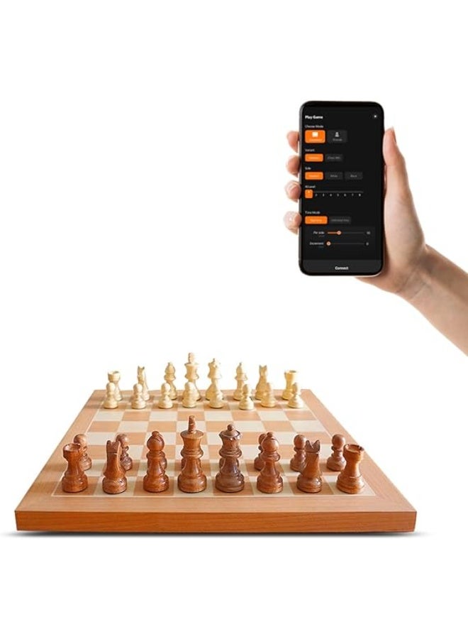 Chessnut Air+ Electronic Chess Set – Wooden Smart Chess Board with LED Lights, AI Adaptive Play, Bluetooth & App Connectivity, Extra Queens, Global Online Chess Challenges - Image 1