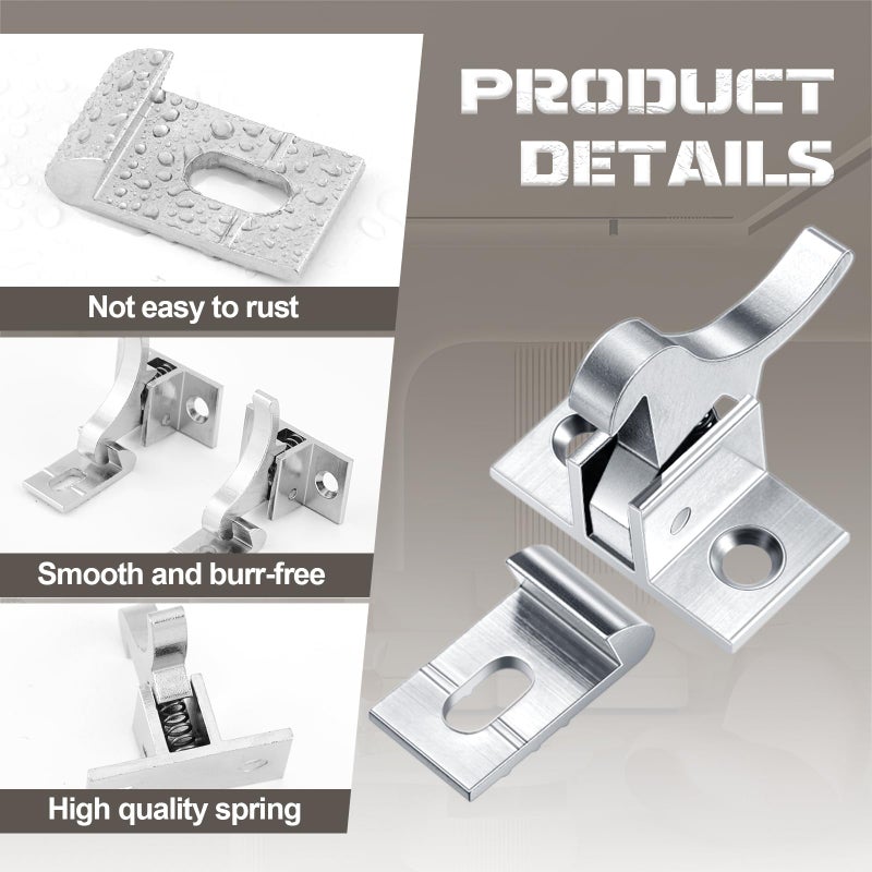 Lounsweer 8 Pcs Brass Heavy Duty Cabinet Door Latch Closets Door Elbow Latch Cabinet Latch with Mounting Screws Hardware for Bedroom Bathroom Window Catch(Silver) - Image 4