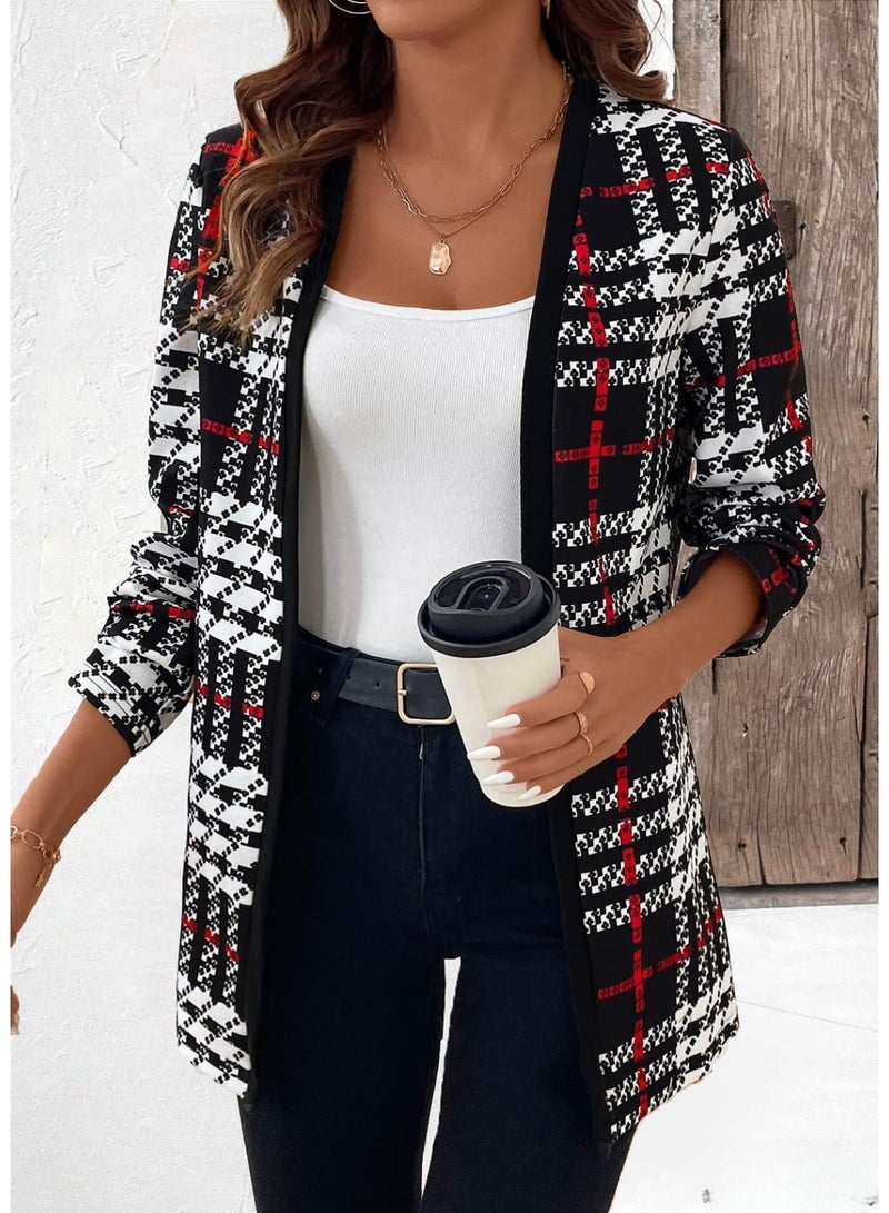 SHEIN  Print Gigot Sleeve Open Front Coat In Fall/Winter CARDIGAN - Image 2