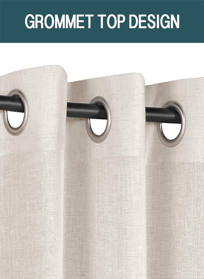 FantasDecor Linen Sheer Curtains 63 inch Length 2 Panels Set Light Filtering Privacy Drapes Grommet Window Blinds Shades for Farmhouse Bedroom Porch Living Room, Natural - Image 2