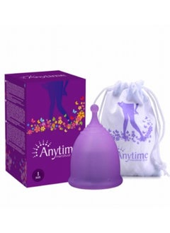 Anytime Menstrual Period Cup Comfortable, Soft, Medical Grade Silicone Flexible Fit Leak Protection Measuring Foldable Suction Cups , Alternative to Medical Tampons/Pads (Purple,Large)