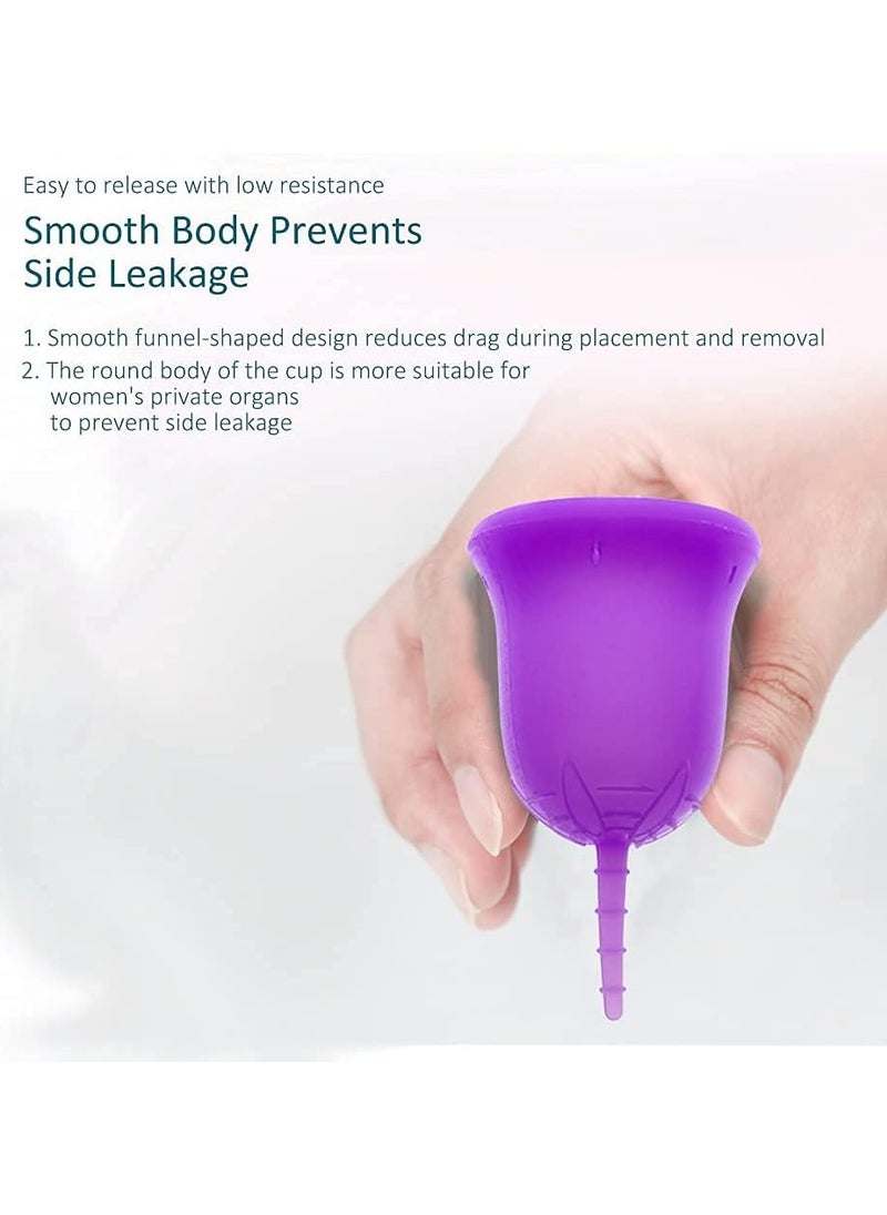 ANYTIME - Anytime Menstrual Period Cup Comfortable, Soft, Medical Grade Silicone Flexible Fit Leak Protection Measuring Foldable Suction Cups , Alternative to Medical Tampons/Pads (Purple,Large) - Image 1