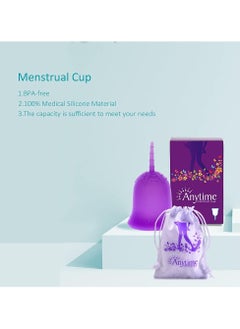 ANYTIME Anytime Menstrual Period Cup Comfortable, Soft, Medical Grade Silicone Flexible Fit Leak Protection Measuring Foldable Suction Cups , Alternative to Medical Tampons/Pads (Purple,Large)  - Image 5