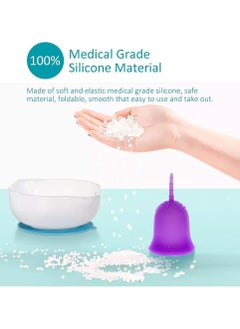 ANYTIME Anytime Menstrual Period Cup Comfortable, Soft, Medical Grade Silicone Flexible Fit Leak Protection Measuring Foldable Suction Cups , Alternative to Medical Tampons/Pads (Purple,Large)  - Image 2
