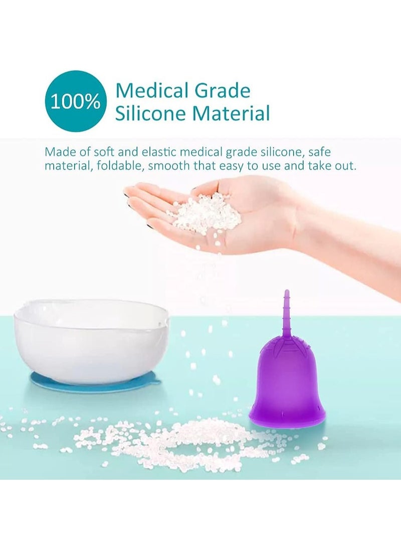 ANYTIME - Anytime Menstrual Period Cup Comfortable, Soft, Medical Grade Silicone Flexible Fit Leak Protection Measuring Foldable Suction Cups , Alternative to Medical Tampons/Pads (Purple,Large) - Image 1