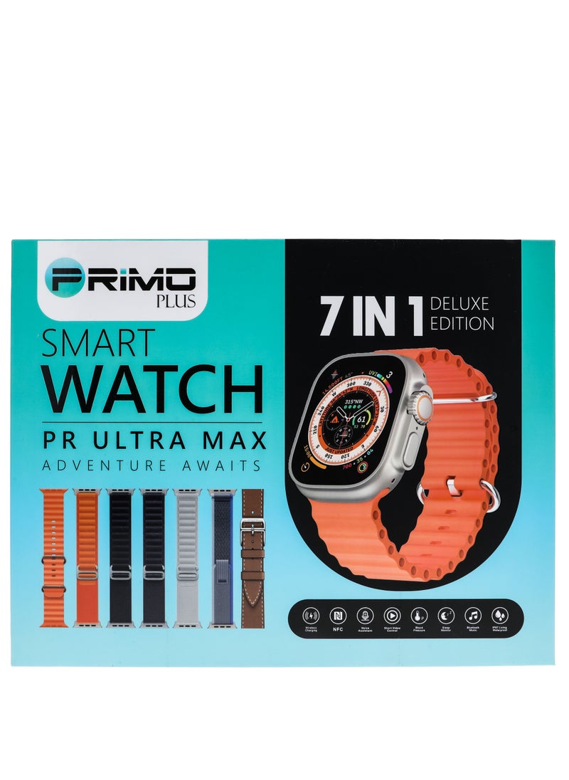 PRIMO PLUS - The New PR ULTRA MAX Smart Watch Series 8 With A Full Screen Works With The Android And IOS System Is Responsive Wireless Charging And Supports GPS With 7 Bracelets and Protection Cover , Size 49 mm - - Image 1